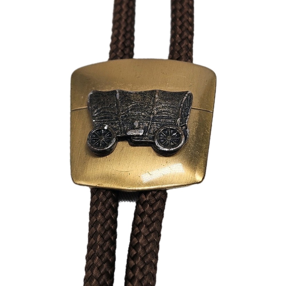 VINTAGE 1970s  BOLO TIE‎ ORIGINAL PATINA RARE GOLD TONE Cowboy WESTERN